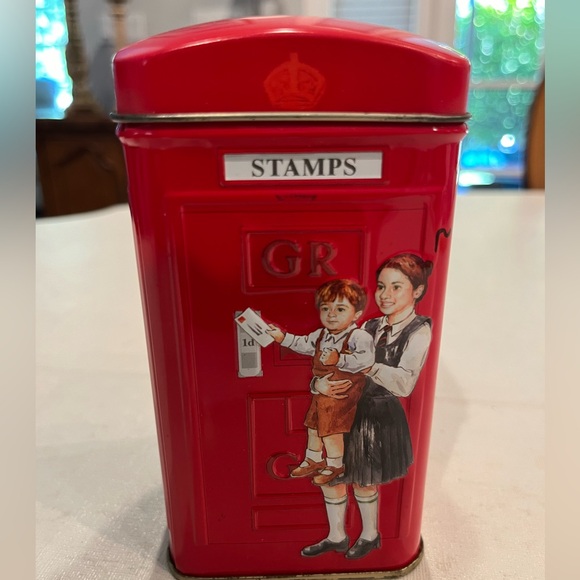 Vintage style English Red Telephone Booth bank tea tin. EUC! - Picture 3 of 9